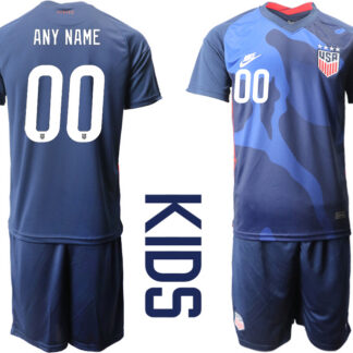 Youth 2020-2021 Season National team United States away blue customized Soccer Jersey