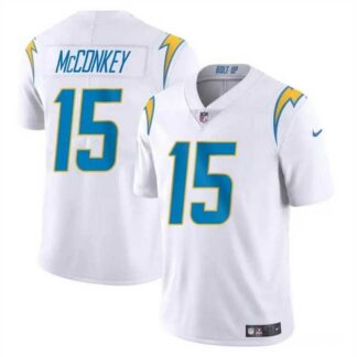 Men & Women & Youth Los Angeles Chargers #15 Ladd McConkey White 2024 Draft Vapor Limited Stitched Jersey