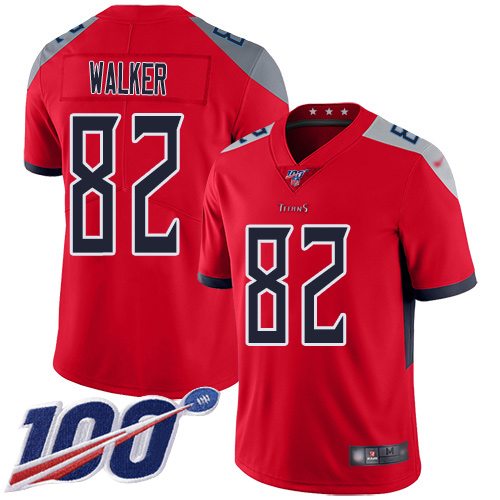 Nike Tennessee Titans #82 Delanie Walker Red Men’s Stitched NFL Limited Inverted Legend 100th Season Jersey