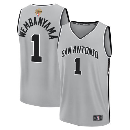 Youth San Antonio Spurs #1 Victor Wembanyama Silver 2026 NBA Finals Patch Fast Break Statement Edition Jersey