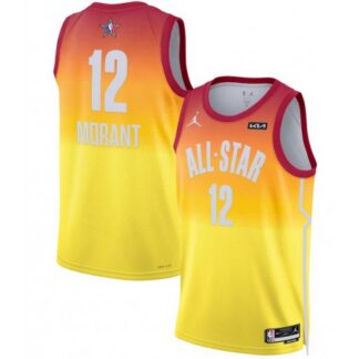 Men's 2023 All-Star #12 Ja Morant Orange Game Swingman Stitched Basketball Jersey 83F7