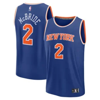 Men's New York Knicks #2 Miles McBride Blue Stitched Basketball Jersey