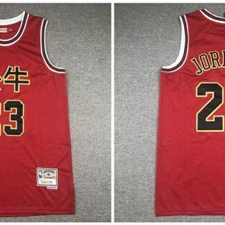 Bulls 23 Michael Jordan Red Hardwood Classics 2019 Chinese New Year Swingman Jersey