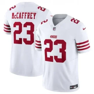 Youth San Francisco 49ers #23 Christian McCaffrey White 2023 F.U.S.E. Vapor Untouchable Limited Stitched Football J...