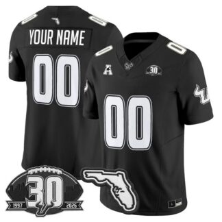 South Florida Bulls 30th Anniversary Patch Vapor Limited Custom Jersey Black - All Stitched