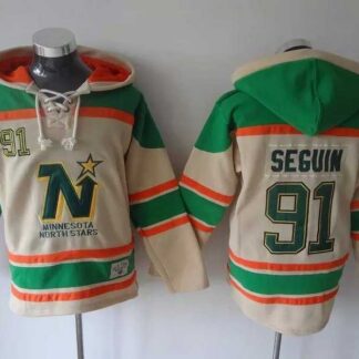 Dallas Stars #91 Tyler Seguin Cream Stitched Hoodie