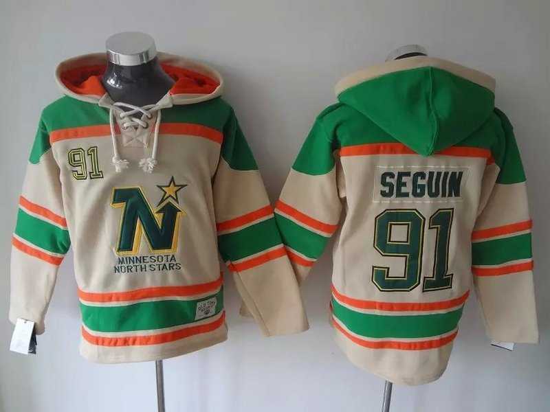 Dallas Stars #91 Tyler Seguin Cream Stitched Hoodie