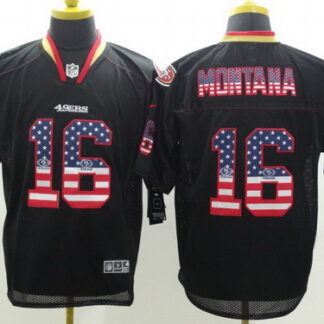 Nike San Francisco 49ers #16 Joe Montana 2014 USA Flag Fashion Black Elite Jersey