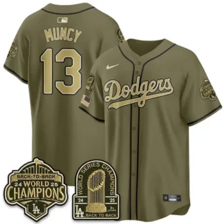 Youth Los Angeles Dodgers #13 Max Muncy Olive New Era 2026 Armed Forces Day Jersey 68LT