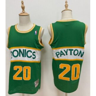 Men's Oklahoma City Thunder #20 Gary Payton Green Seattle Super Sonics Style Stitched Jersey
