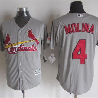 Majestic St. Louis Cardinals #4 Yadier Molina Gray MLB Stitched Jerseys