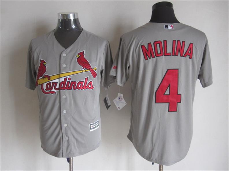 Majestic St. Louis Cardinals #4 Yadier Molina Gray MLB Stitched Jerseys