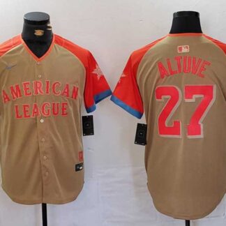 Men's Houston Astros #27 Jose Altuve Cream 2024 All Star Limited Stitched Jersey