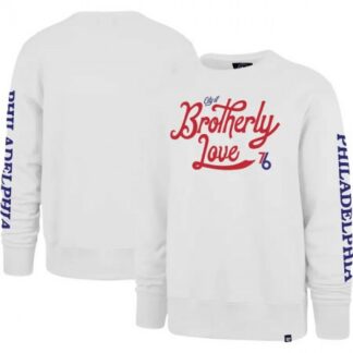 Men's Philadelphia 76ers White 2022/23 City Edition Two-Peat Headline Pullover Sweatshirt