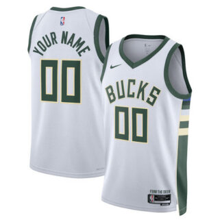 Youth Milwaukee Bucks Nike White Swingman Association Edition Custom Jersey
