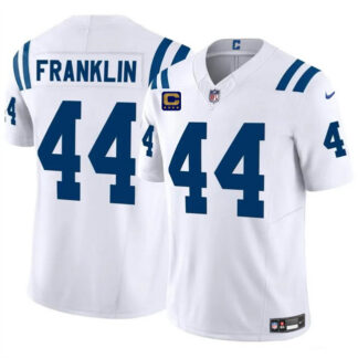 Men's Indianapolis Colts #44 Zaire Franklin White 2024 F.U.S.E. With 4-Star C Patch Vapor Limited Stitched Football...