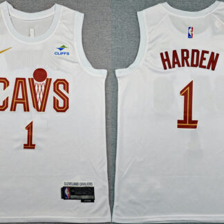 Men's Cleveland Cavaliers #1 James Harden White 2026 Association Edition Stitched Stitched Jersey