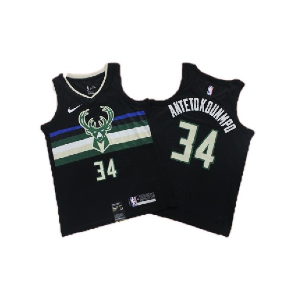 Men's Milwaukee Bucks Giannis Antetokounmpo #34 Black 2020 Swingman Jersey - Statement Edition - Image 2