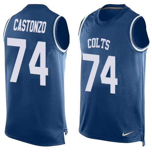 Nike Indianapolis Colts #74 Anthony Castonzo Royal Blue Team Color Men’s Stitched NFL Limited Tank Top Jersey