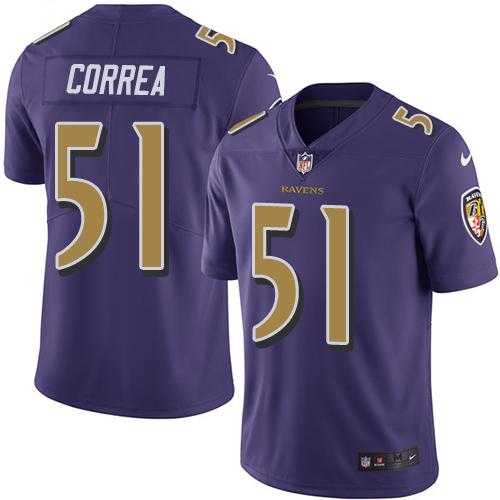 Nike Men & Women & Youth Ravens 51 Kamalei Correa Purple Color Rush Limited Jersey