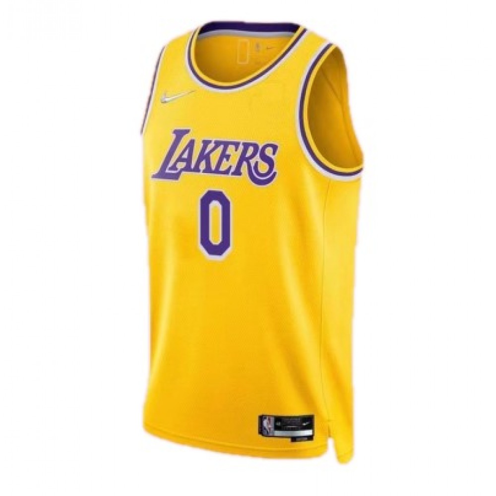 Men's Los Angeles Lakers Russell Westbrook #0 Nike Gold 2021/22 Swingman Jersey - Icon Edition - Image 2