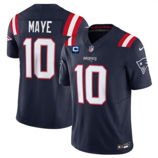 Men's New England Patriots #10 Drake Maye Navy 2025 F.U.S.E. With 1-Star C Patch Vapor Limited Stitched Football Je...