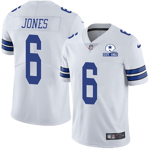 Nike Dallas Cowboys #6 Chris Jones White Men’s Stitched With Established In 1960 Patch NFL Vapor Untouchable Limite...