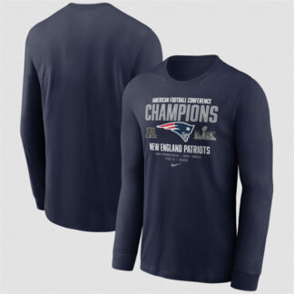 Men's New England Patriots Navy 2025 AFC Champions Team Nation Long Sleeve T-Shirt