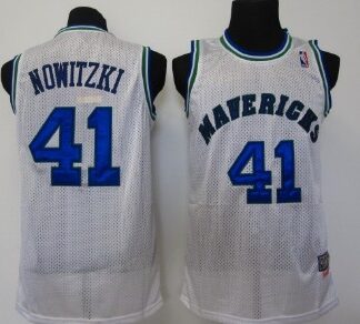 Dallas Mavericks #41 Dirk Nowitzki White Swingman Throwback Jersey