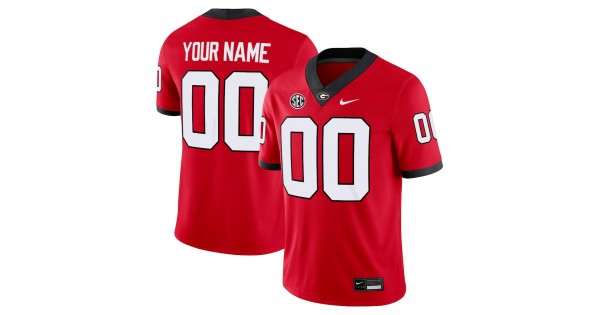 Georgia Bulldogs Home Nike Football Custom Game Jersey - Red - Image 2