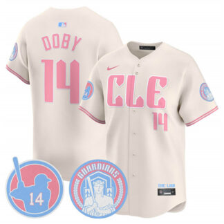 Youth Cleveland Guardians #14 Larry Doby Cream Bubblegum Pink 2025 Vapor Limited Stitched Baseball Jersey
