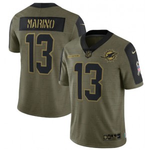 Nike Miami Dolphins 13 Dan Marino 2021 Olive Salute To Service Limited Jersey Dyin