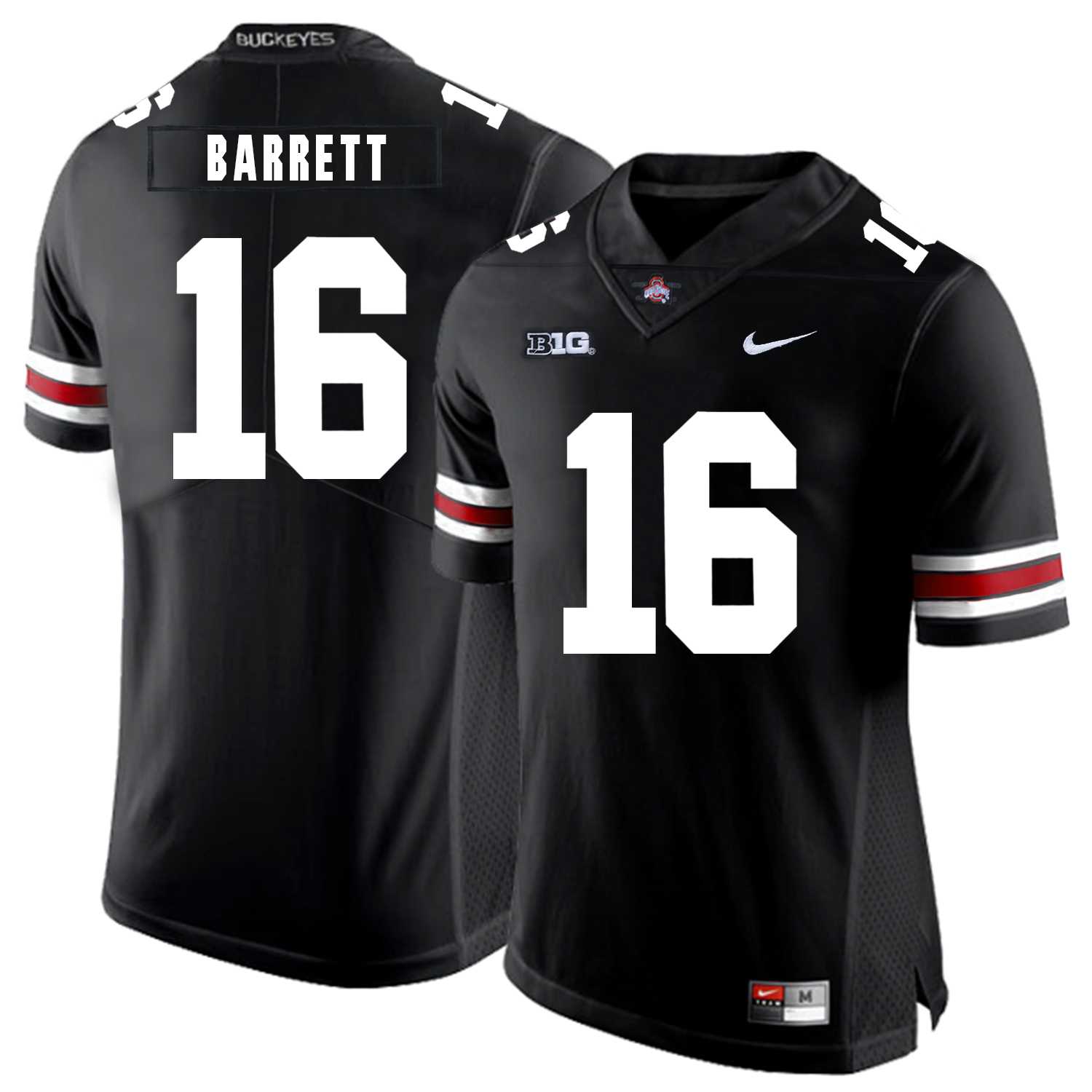 Ohio State Buckeyes 16 J.T. Barrett Black Nike College Football Jersey Dzhi