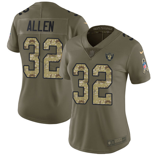 Nike Las Vegas Raiders #32 Marcus Allen Olive/Camo Women’s Stitched NFL Limited 2017 Salute to Service Jersey