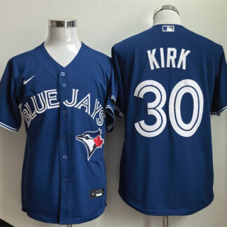 Men's Toronto Blue Jays #30 Alejandro Kirk Blue Cool Base Stitched Baseball Jersey