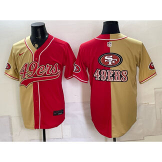 Men's San Francisco 49ers Red Split Cool Base Stitched Baseball Jersey INSN