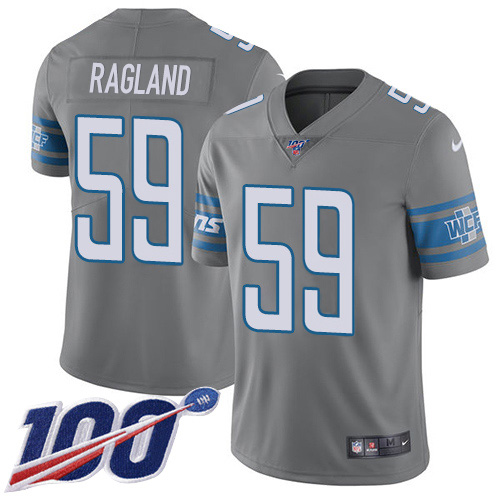Nike Detroit Lions #59 Reggie Ragland Gray Men’s Stitched NFL Limited Rush 100th Season Jersey