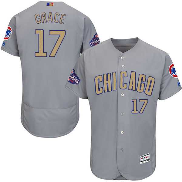 Chicago Cubs #17 Mark Grace World Series Champions Gold Program Flexbase Stitched Jersey JiaSu