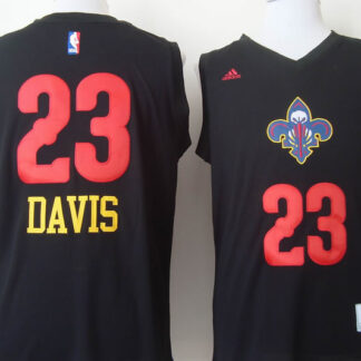 New Orleans Pelicans #23 Anthony Davis 2015 Black With Red Fashion Jerseys