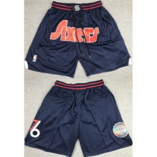 Men's Philadelphia 76ers Navy Shorts (Run Small) 7OC4