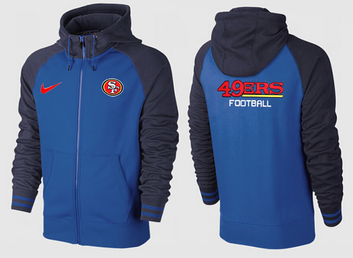 Men San Francisco 49ers Team Logo Full Zip NFL Hoodie (14)