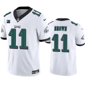 Men's Philadelphia Eagles #11 A. J. Brown White 2023 F.U.S.E. With 1-Star C Patch Vapor Untouchable Limited Footbal...