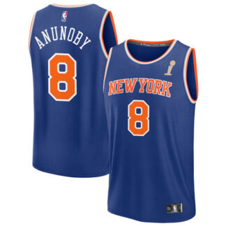 Youth New York Knicks #8 OG Anunoby Blue 2026 NBA Finals Champions Fast Break Icon Edition Jersey