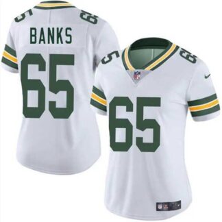 Women's Green Bay Packers #65 Aaron Banks White 2025 Vapor Untouchable Limited Stitched Jersey Dzhi
