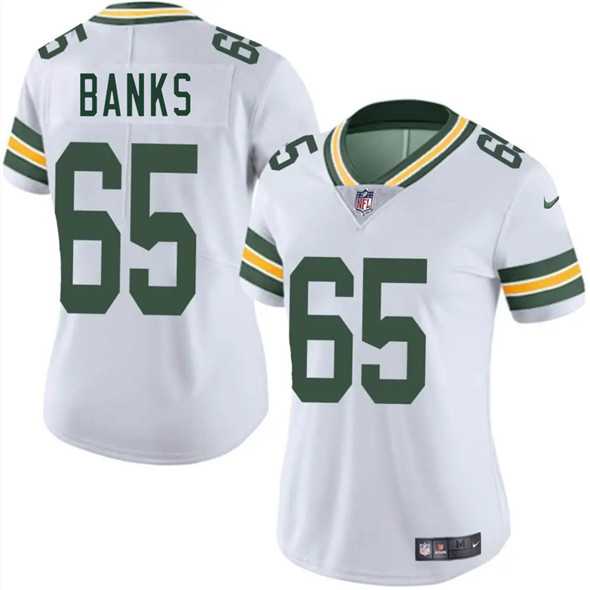 Women's Green Bay Packers #65 Aaron Banks White 2025 Vapor Untouchable Limited Stitched Jersey Dzhi
