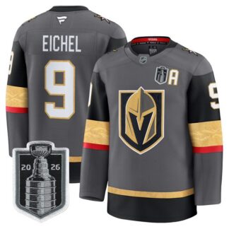 Men's Vegas Golden Knights #9 Jack Eichel Grey 2026 Stanley Cup Final Patch Home Stitched Hockey Jersey