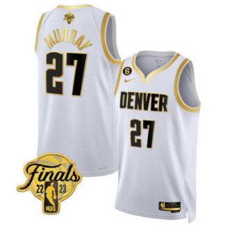 Men's Denver Nuggets #27 Jamal Murray White 2023 Finals Collection With NO.6 Patch Stitched Basketball Jersey Dzhi
