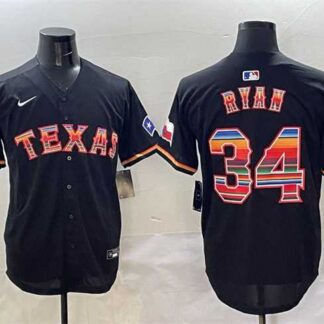 Men's Texas Rangers #34 Nolan Ryan Black Mexico Limited Stitched Jersey