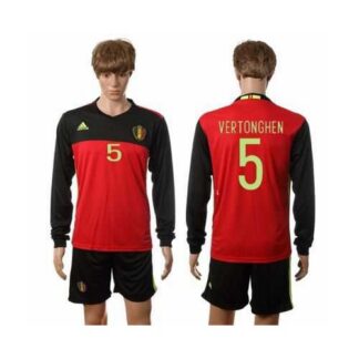 Belgium #5 Vertonghen Red Home Long Sleeves Soccer Country Jersey