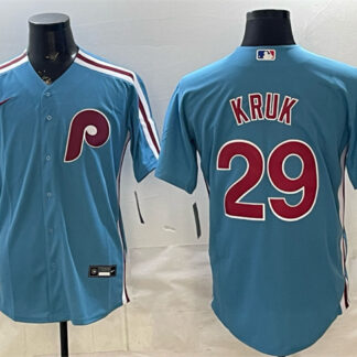 Men's Philadelphia Phillies #29 John Kruk Blue Cool Base Stitched Jersey